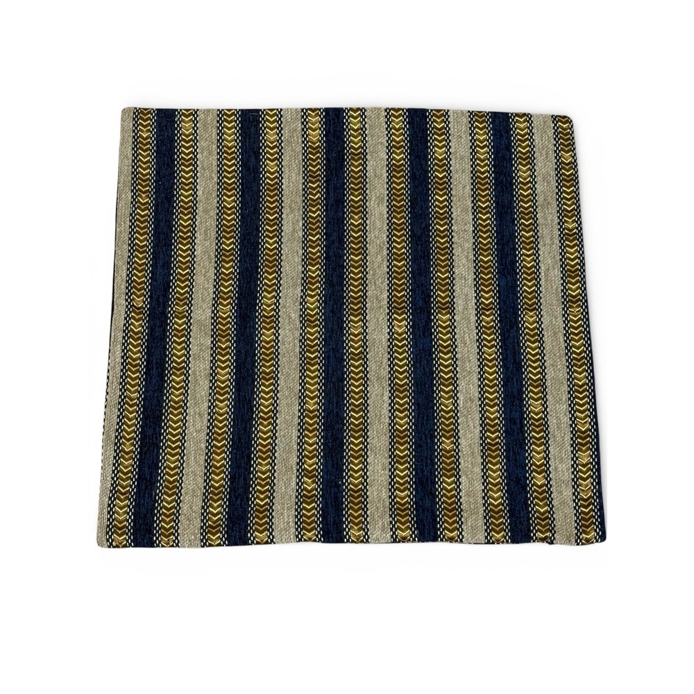 Set of‎ 3-AmHoo Striped Accent Pillow Cover Navy Gold Tan Textured Geometric